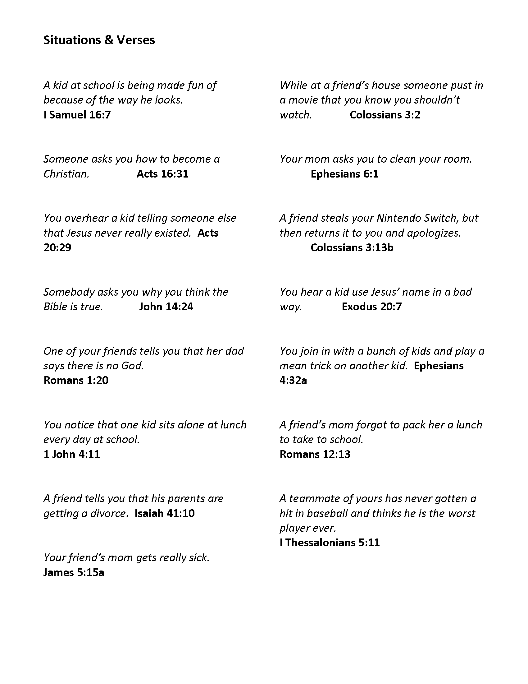 Situations & Verses