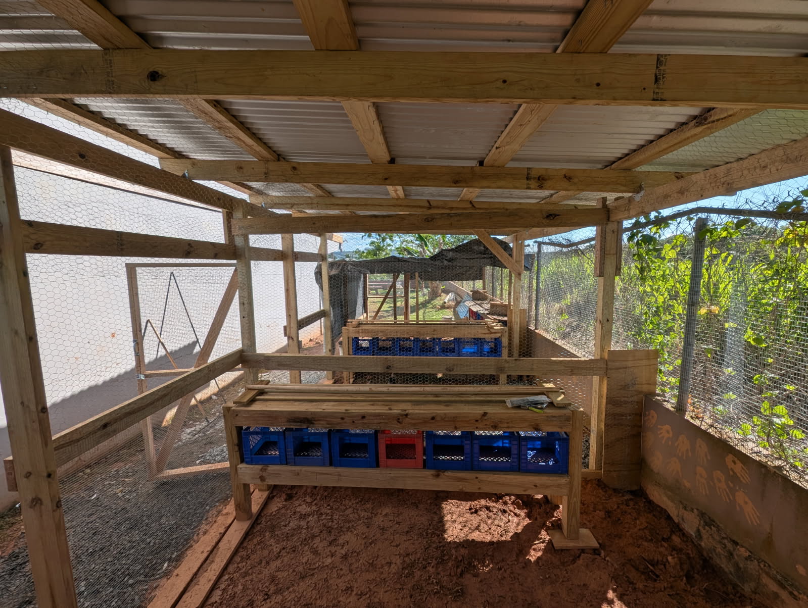 Everything is all prepared inside the coop for the "teen" hens to live here.