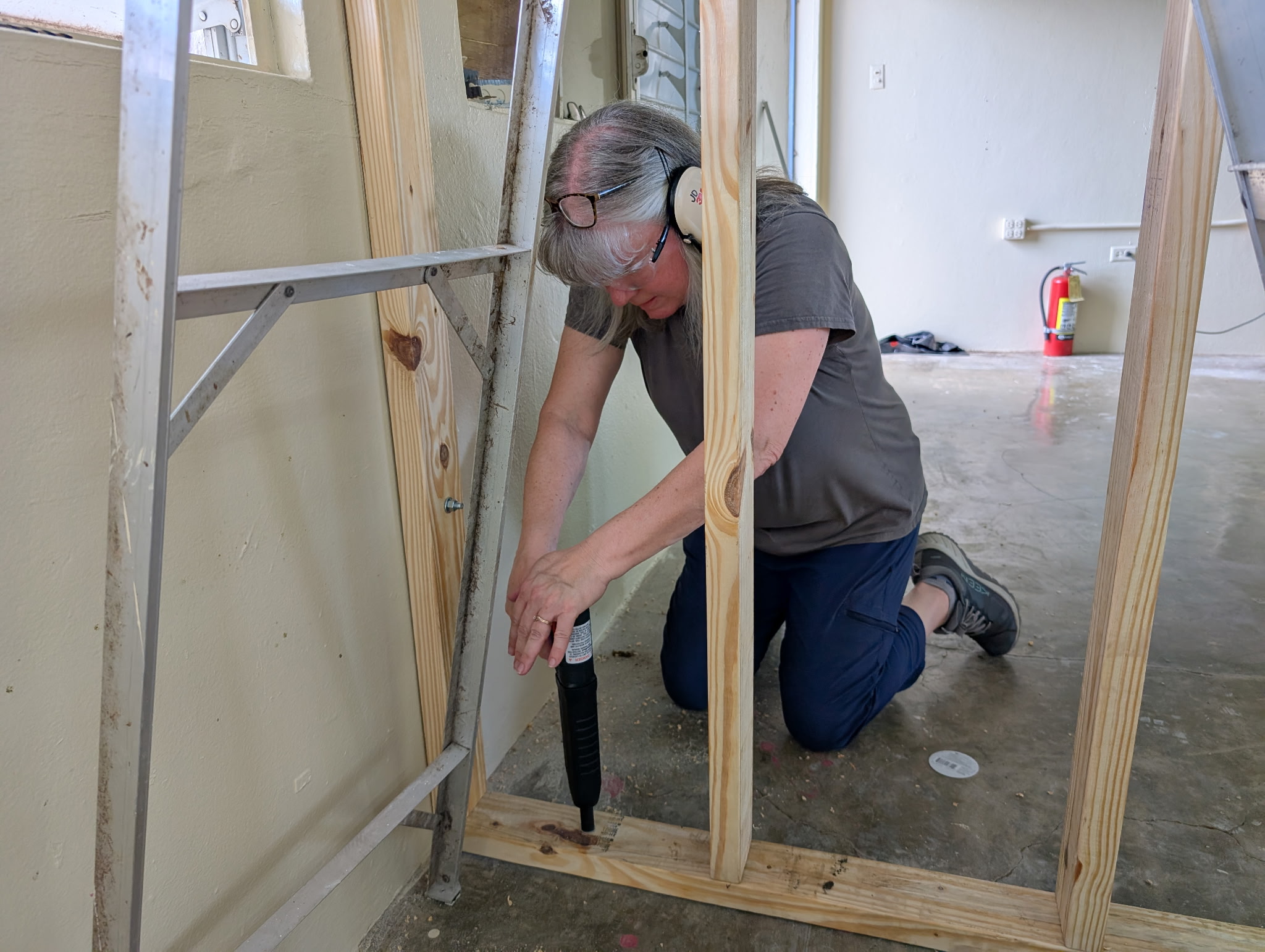 Tess Doornink was a pro at nailing down into concrete by the end of the day.