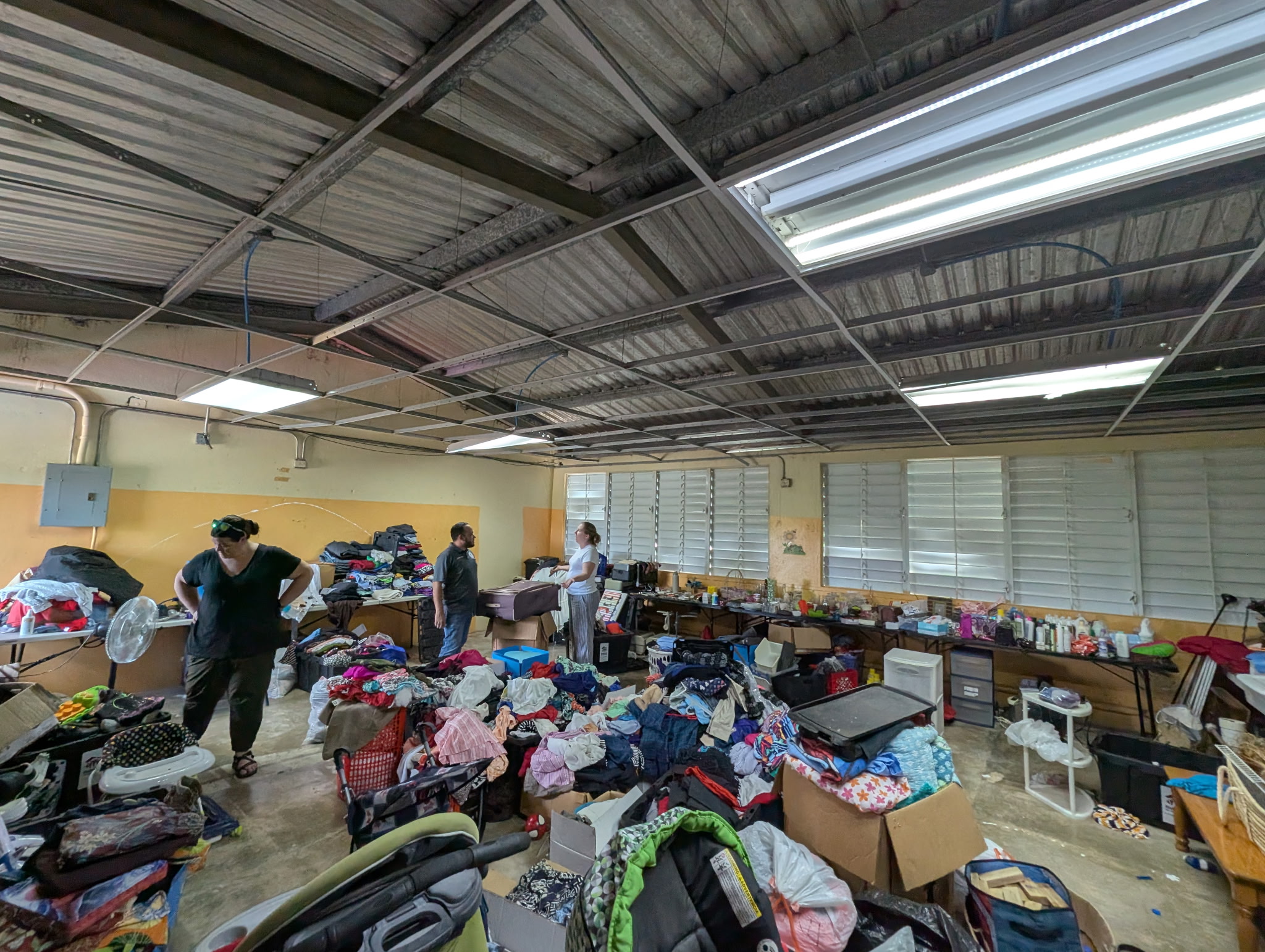 The "before" photo of the large room remodel - the end goal was to have 4 separate rooms to be used as temporary housing.