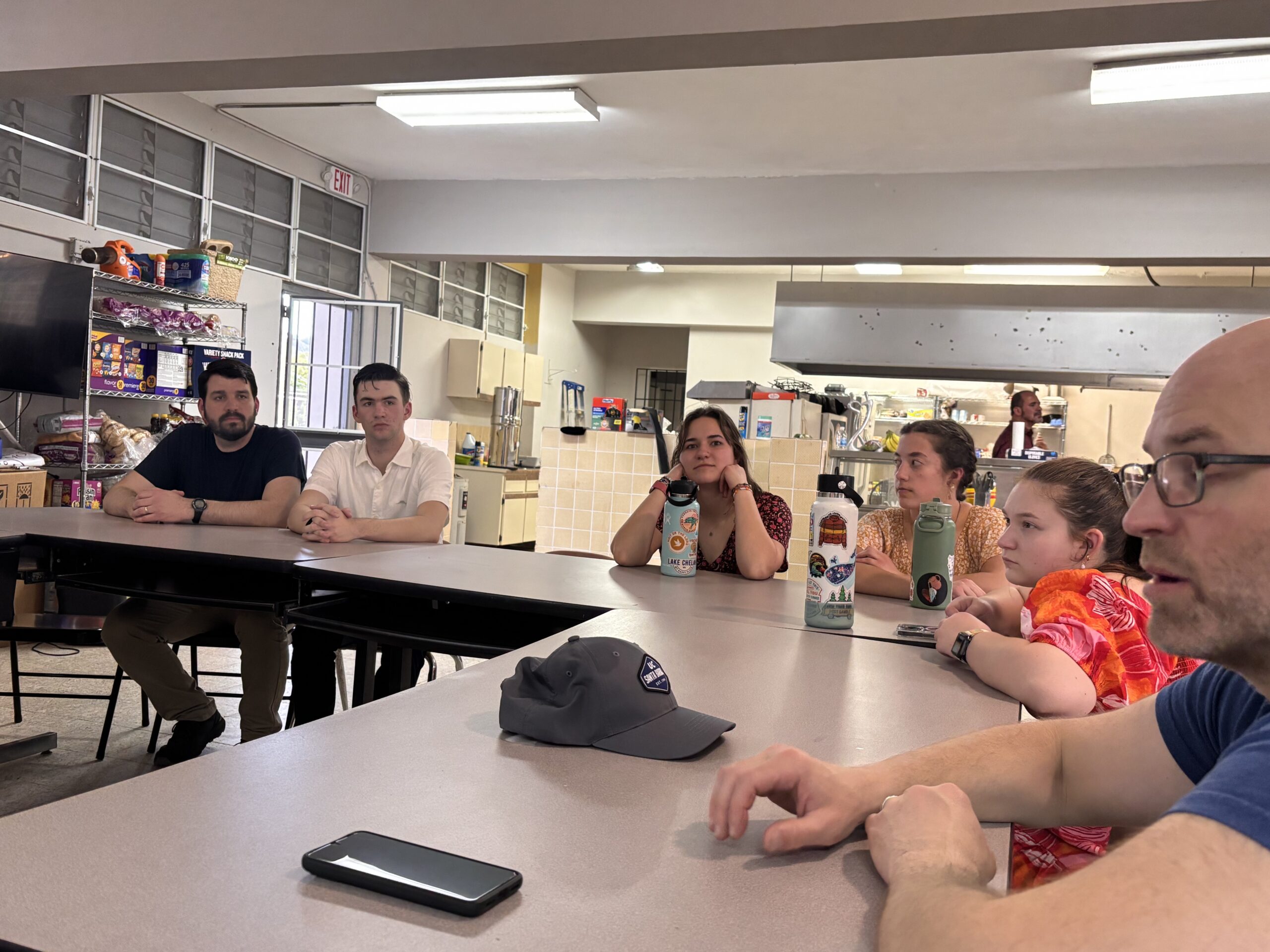 After our group unpacked, we met in the dining hall to eat dinner before heading off to church for the evening.