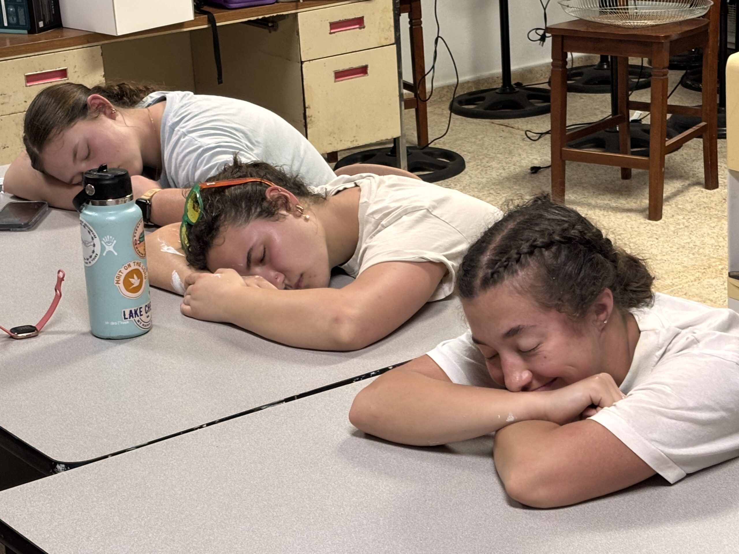 Even though we were all tired, we had a "family meeting" and decided to forego the afternoon break and push through until dinner to make some additional headway on our projects (but not before a quick cat nap for some).