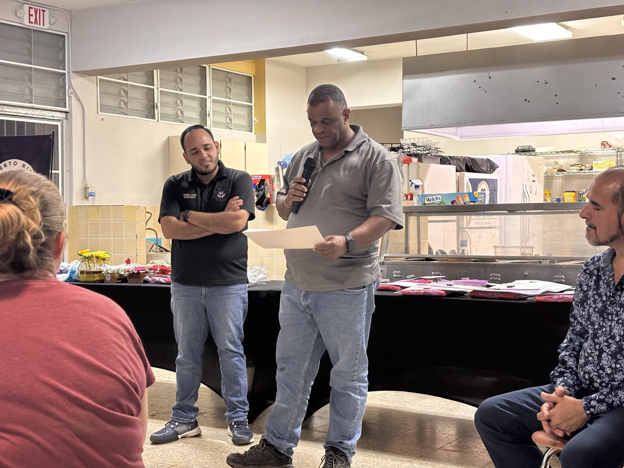 The Board President of Somos Gente, Orlando, gave a heartfelt and emotional presentation while thanking the PBF team for coming.